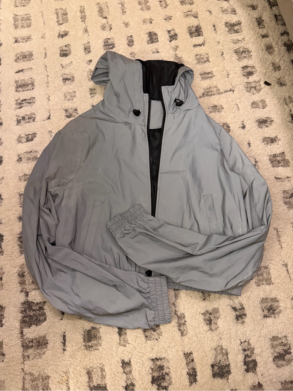 Forever 21 Light Gray Hooded Windbreaker for Women